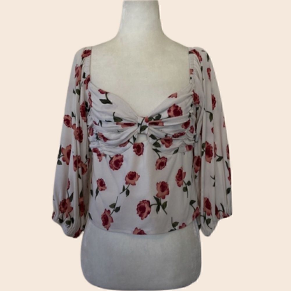Boho Floral Bustier Blouse Size Medium